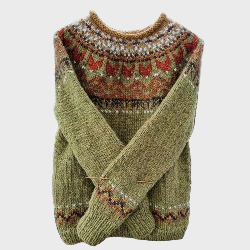 Плетен Суитчър с Винтидж Жакардов Узор