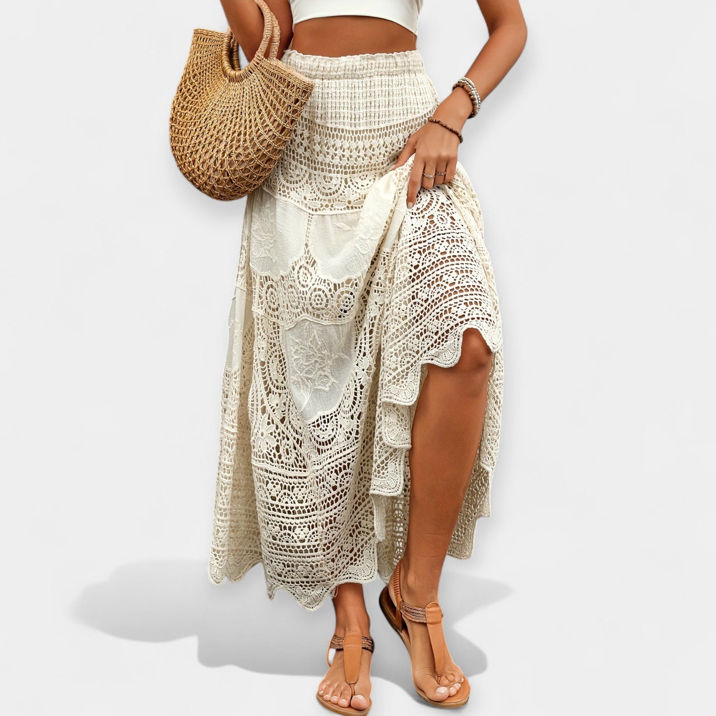 Миди пола с дантела