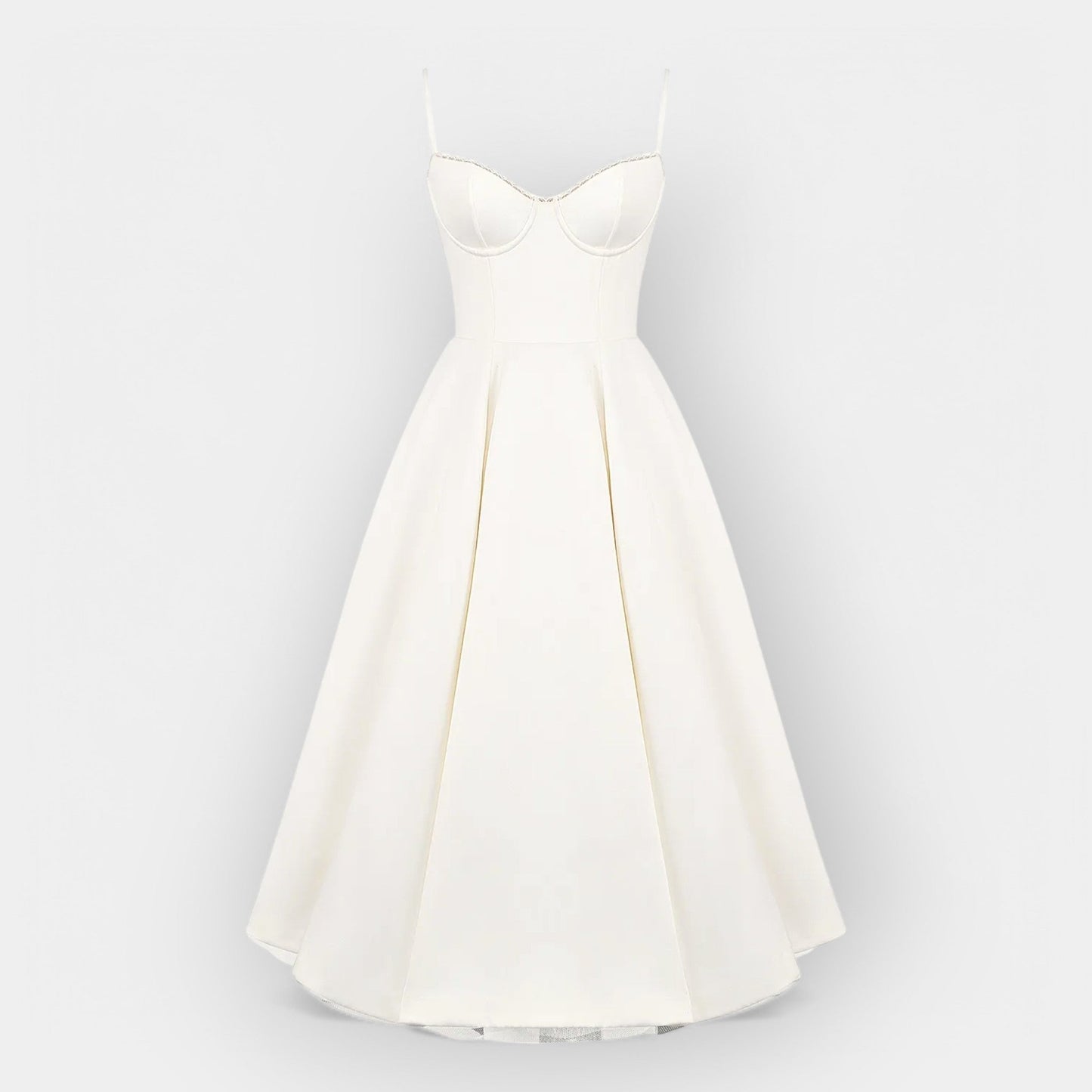 Елегантна Бяла Миди Рокля