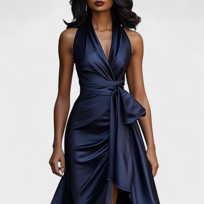 Ема - Сатенена официална рокля с volani