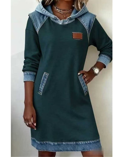 Дънкова рокля с качулка