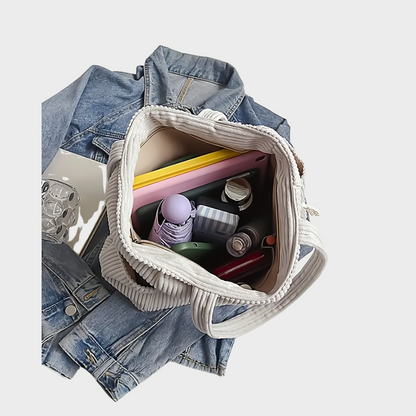 Амалия – Ребриста чанта с детайли от въже