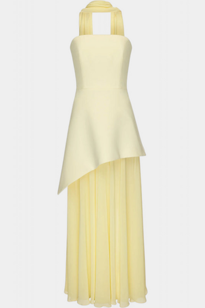 Райна Макси Рокля без Ръкави от Шифон с Боков Разрез