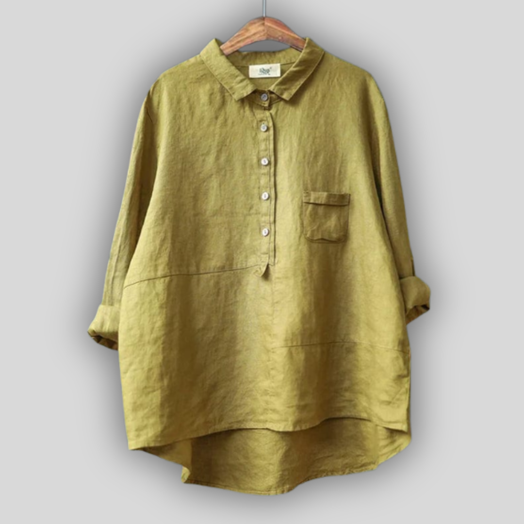 Линена блузка зелена простота