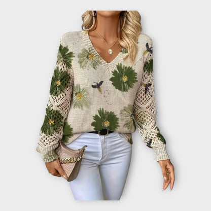 Плетен Пуловер с Дантелени Детайли