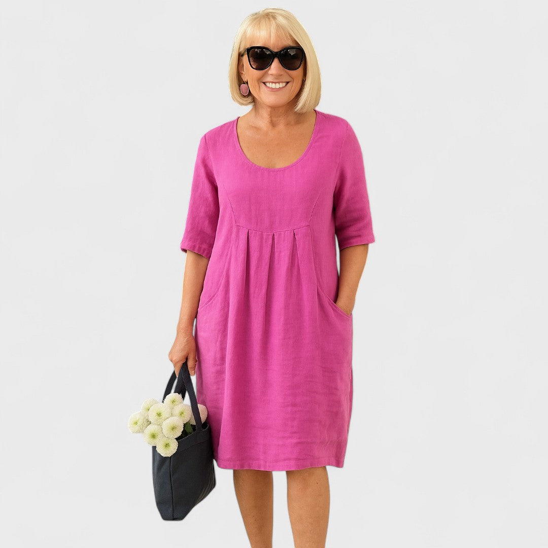 Перика™ - Ленена рокля с джобове