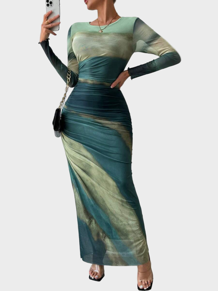 Торина – Дълга удобна рокля с десен