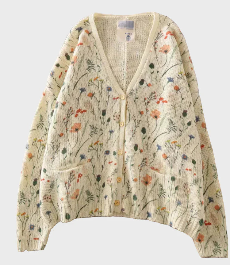 Елегантен Плетен Жилетка с Цветен Узор