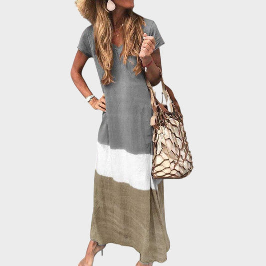 Ваня - Многоцветна лежерна бохо дълга рокля