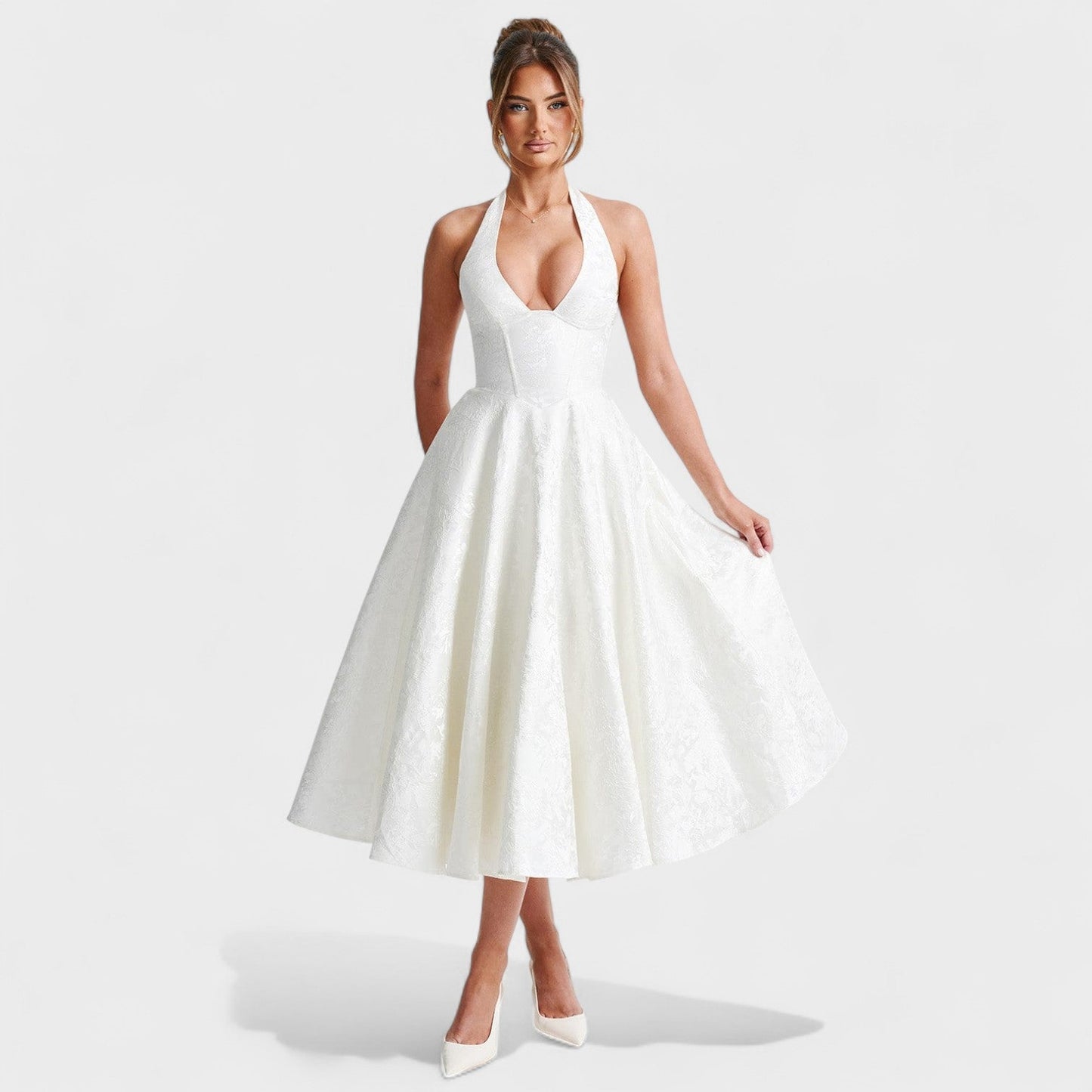 Жулиета – Миди рокля с халтер деколте