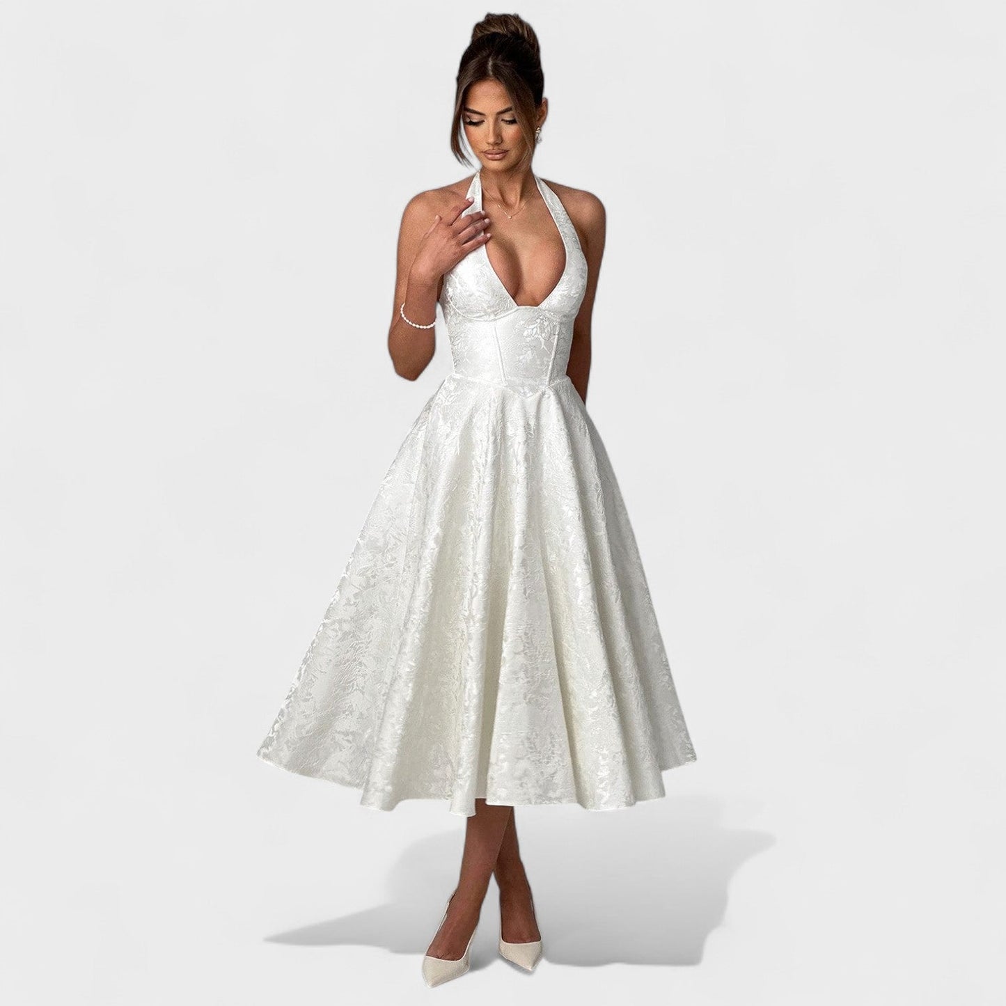 Жулиета – Миди рокля с халтер деколте