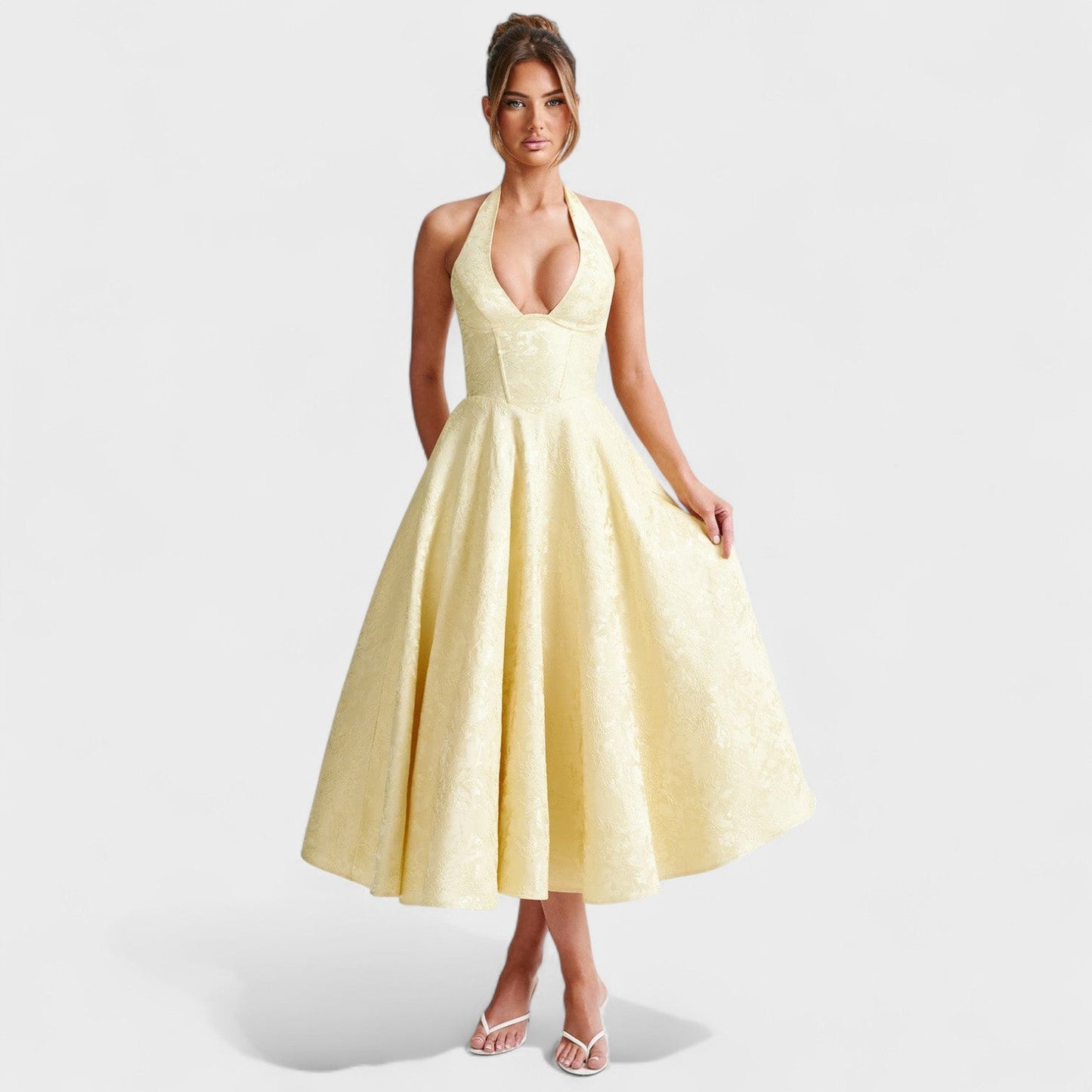 Жулиета – Миди рокля с халтер деколте