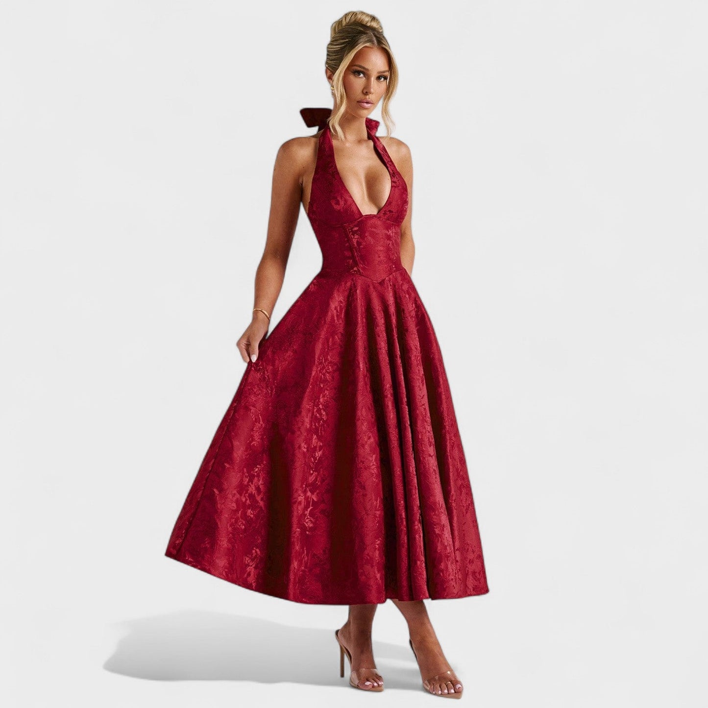 Жулиета – Миди рокля с халтер деколте