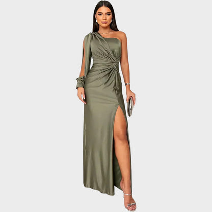 Марика – Елегантна дълга рокля на едно рамо