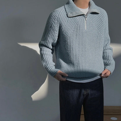 Владислав - Пуловер Azure с четвърт ZIP