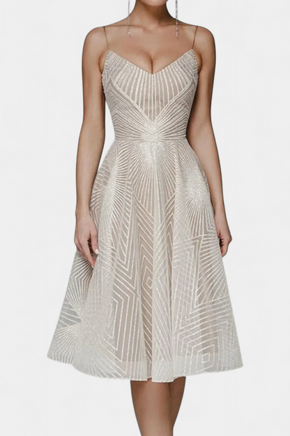 Драгана Дълга Рокля с Бродерия и А Силует