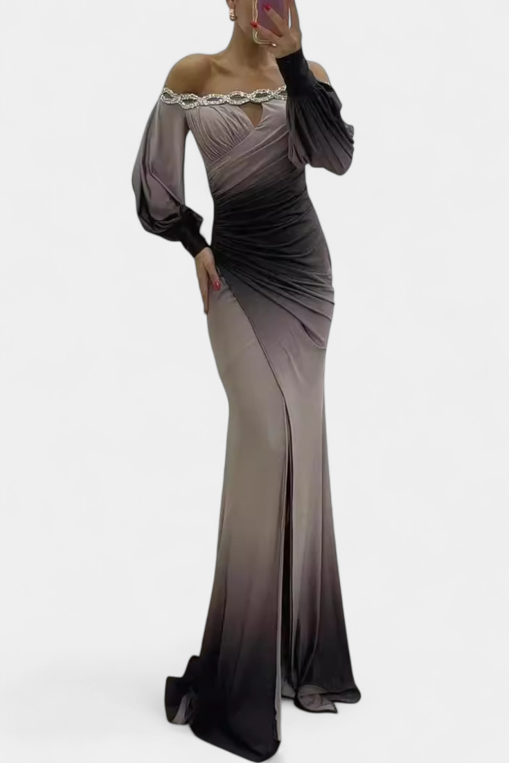 Силвяна Макси Рокля Омбре с Отворени Рамена