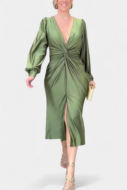 Веселка Дълга Рокля с Дълги Ръкави и V-Изрез