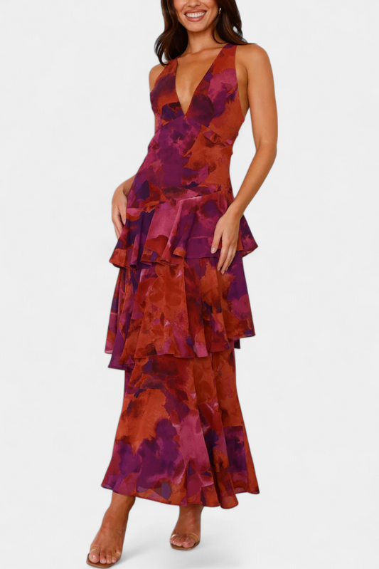 Валентина - Рокля от Шифон с V-Изрез и Пухкави Ръкави