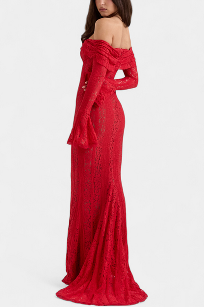 Макси рокля "Josipa" с открити рамене от дантела