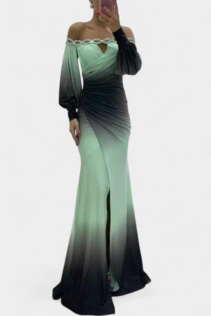 Силвяна Макси Рокля Омбре с Отворени Рамена