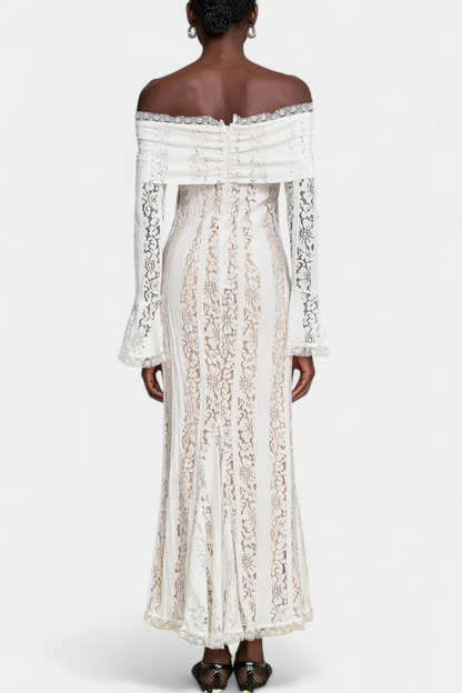 Макси рокля "Josipa" с открити рамене от дантела