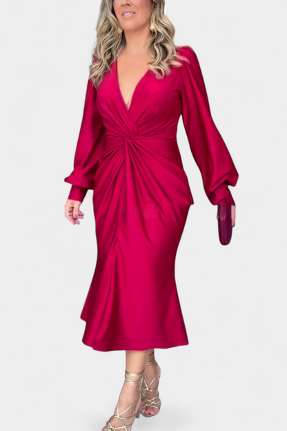 Веселка Дълга Рокля с Дълги Ръкави и V-Изрез