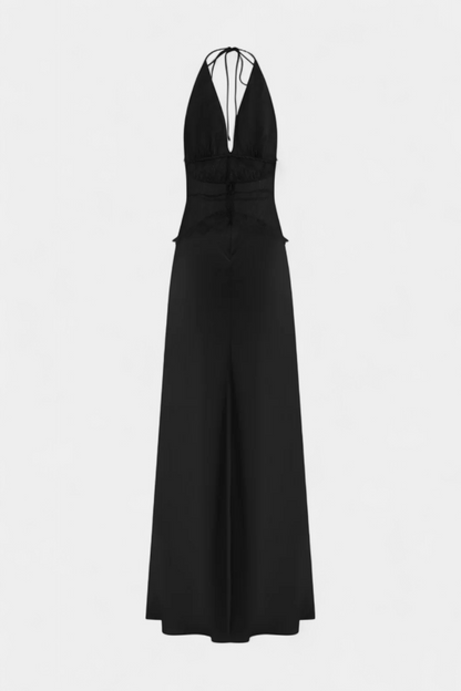 Мартина Дуга Рокля с Халтер Изрез и Прозрачен Чипков Струк