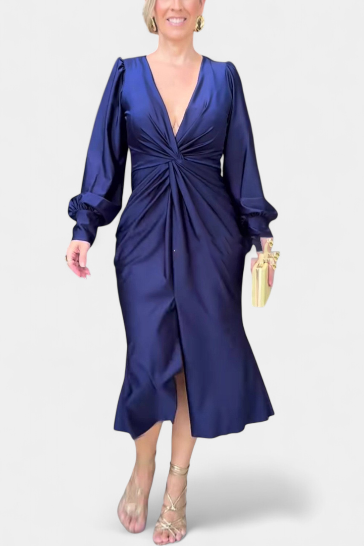 Веселка Дълга Рокля с Дълги Ръкави и V-Изрез