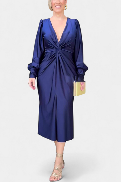 Веселка Дълга Рокля с Дълги Ръкави и V-Изрез