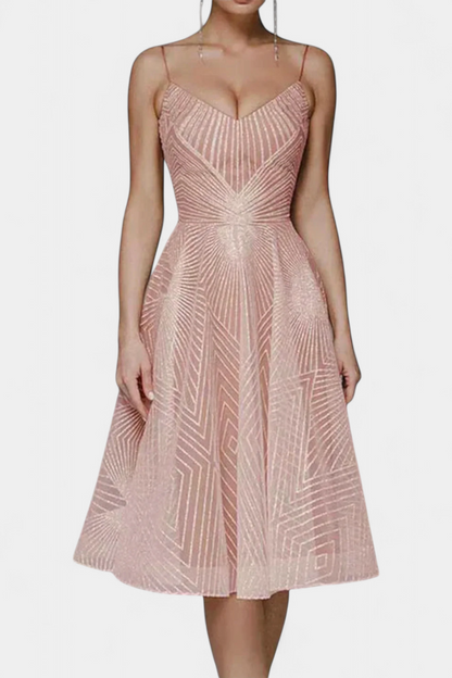 Драгана Дълга Рокля с Бродерия и А Силует