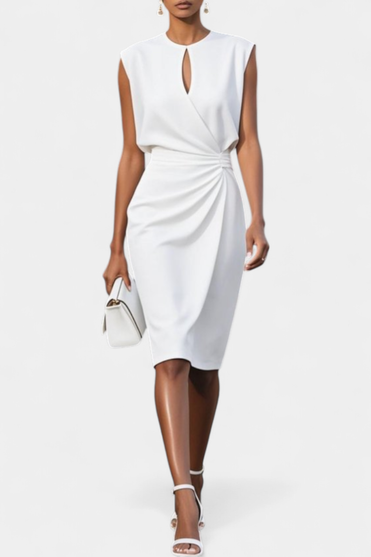 Маша Миди Рокля с Дълги Ръкави и Кръгло Деколте