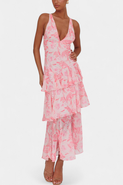 Валентина - Рокля от Шифон с V-Изрез и Пухкави Ръкави